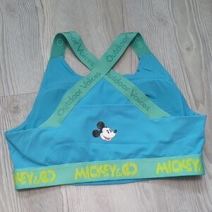Outdoor Voices Mickey & Co. L Blue Sports Bra padded Back Pocket